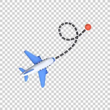 3d airplane path. Airplane path, travel destination Stock Illustration