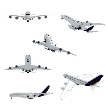 3d airplane on white background 库存插图