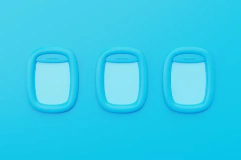 3D Airplane windows on blue background, Tourism and travel concept, holiday.. Stock Illustration