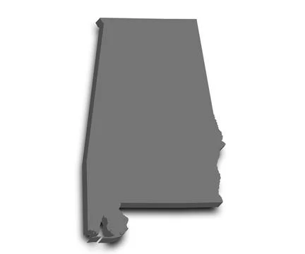3d Alabama Map state with color. AL map, outline and blank map, United Stat.. Stock Illustration