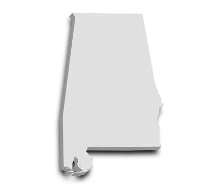 3d Alabama Map state with color. AL map, outline and blank map, United Stat.. Stock Illustration