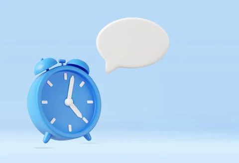 3D alarm clock and speech bubble Stock Illustration