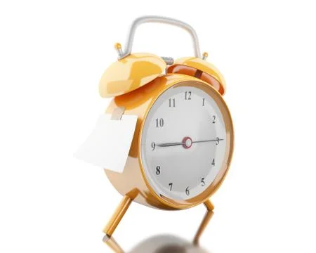 3d Alarm clock with empty sticky paper Stock Illustration