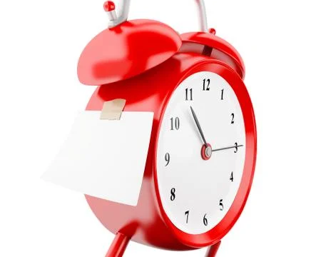 3d Alarm clock with empty sticky paper Stock Illustration