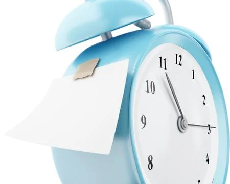 3d Alarm clock with empty sticky paper Stockillustratie