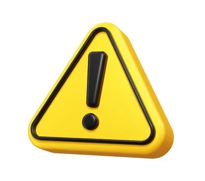 3D alert sign, caution icon, attention mark, alert Stock Illustration