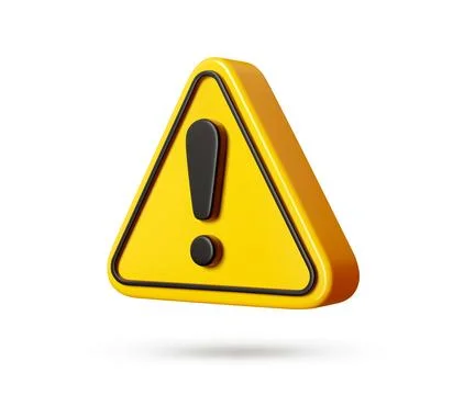 3d alert sign, yellow triangle, exclamation mark Stock Illustration