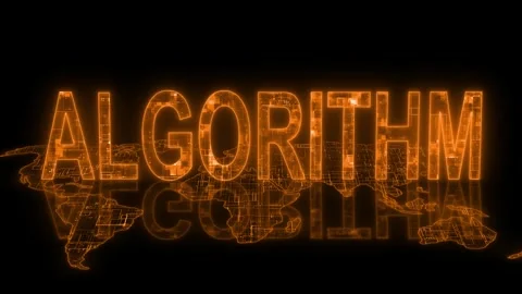 3d algorithm text technology earth map animation orange glow Video stock 260360254