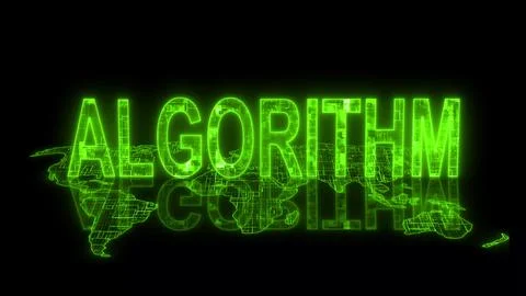 3d algorithm text technology earth map green glow Stock Illustration