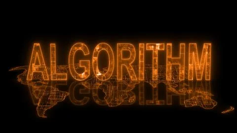 3d algorithm text technology earth map orange glow Stockfoto's