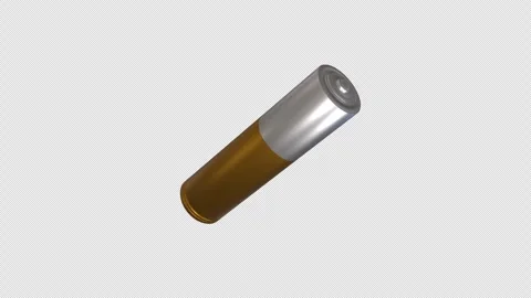 3D Alkaline Battery Rotating on Alpha Channel Loop 4K Stockbeeldmateriaal 291457251