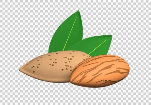 3d almonds isolated on white. 3d rendering Stock Illustration