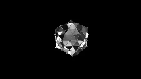 3D alpha background abstract geometric atomic shape bond in metallic texture Stock Footage 72914486