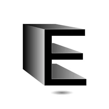 3d alphabet E in grey  Stock Illustration