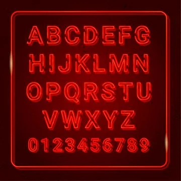 3d Alphabet with Neon Red effect for tittle or signs Illustrazione stock