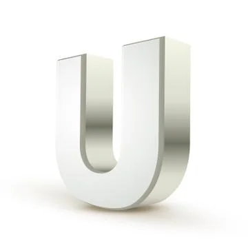 3d alphabet silver u 스톡 일러스트