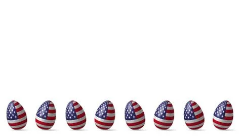 3D american flag easter eggs border vector design layout イラスト素材