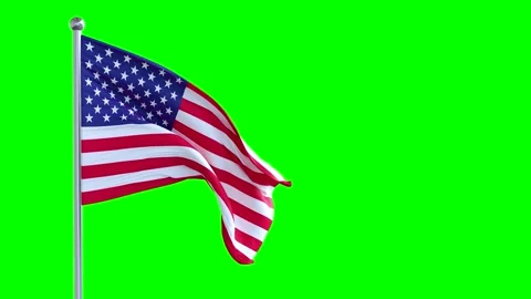 3d american flag waving isolated green screen 動画素材 314264055