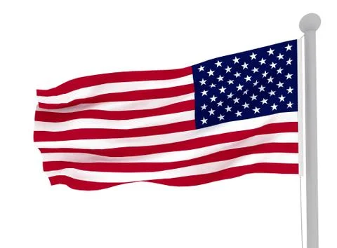 3d american flag on white Stock Illustration