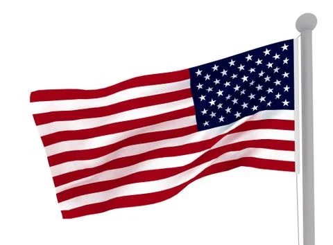 3d american flag on white Stock Illustration