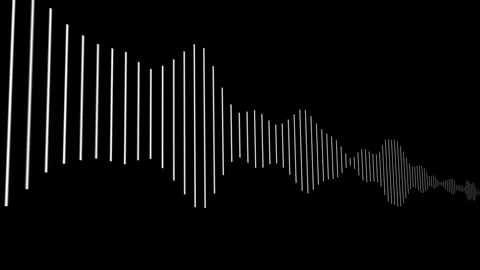 3D amplitude of abstract tune. Thin white sound bars moving on black background Stock Footage 262005089