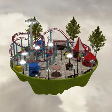 3d amusement park. Ilustración de archivo