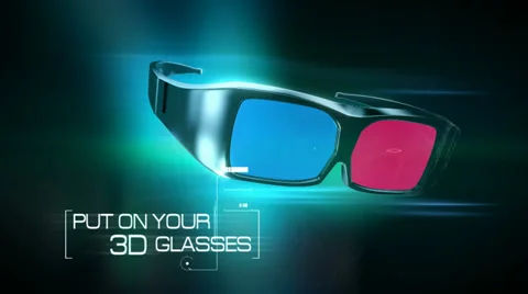 3D Anaglyph Glasses animation Stock Footage 38494178
