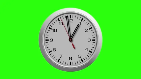3D Analog Wall Clock with Moving Hands on Green Screen Vídeos de archivo 347396944
