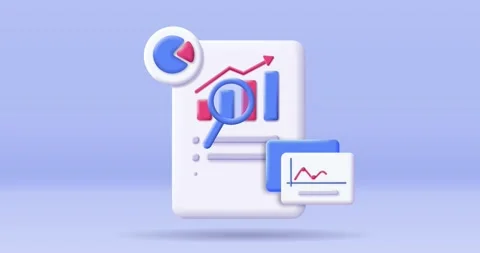 3D analytics concept. Moving banner with statistical data, charts, and graphs on Stock Footage 326264356