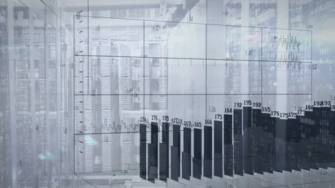 3D analytics overlay being triggered by data, drawing waveform and growing bars Video stock 332641938
