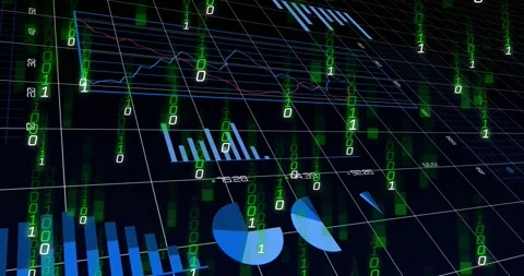 3D analytics plane getting data panning and showing blue bar pie charts while Stock Footage 334038337