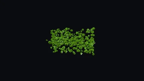 3D Anamorphic Suspended Green Sparkle Sculpture, 360 Camera Orbit Illusion Stock Footage 346769005