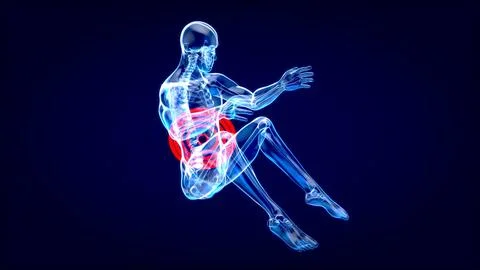 3D anatomy of a man doing situps Ilustración de archivo