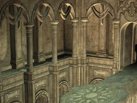 3d ancient corridors Иллюстрация