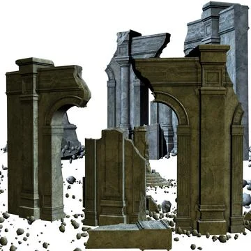 3D Ancient ruins Stock Illustration