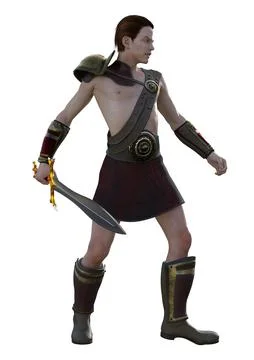 3D Ancient Warrior with Sword Stock Illustration