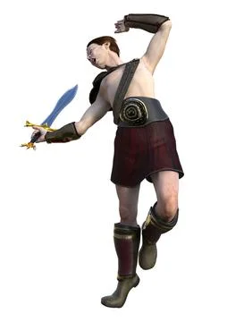3D Ancient Warrior with Sword Stock Illustration