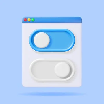 3D On and Off Buttons Switch in Browser Window Illustrazione stock