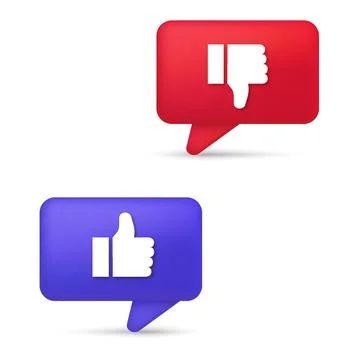 3d like and dislike bubbles. Vector Illustrazione stock