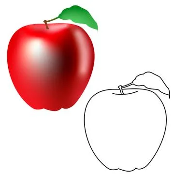 3d and line vector graphic of a red apple isolated on white background Ilustración de archivo
