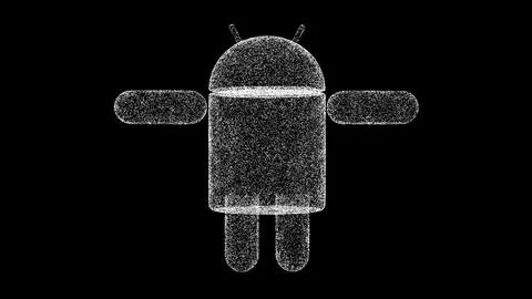 3D Android Robot on black bg. Business advertising backdrop. Science concept. Stock Illustration