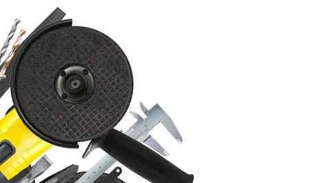 3d Angular composition of set tools of locksmith, hand metalworking on white Stock Illustration