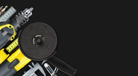 3d Angular composition of set tools of locksmith, hand metalworking. Stock Illustration