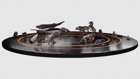 3D Animals Evolution Wheel ALPHA 4K Stock Footage 279093334