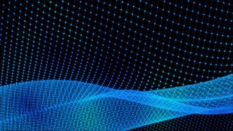3D animated abstract grid of interconnected dots.  Background of particle wav Stock Footage 107282688