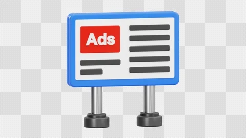 3D Animated Advertisement Billboard Icon, Alpha Channel Stock Footage 313355032