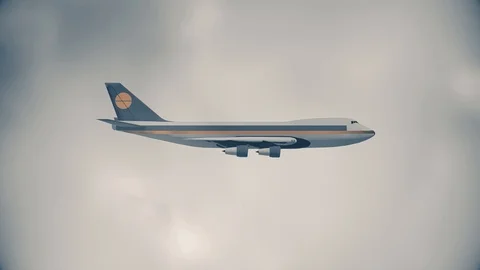 A 3D Animated Airplane flying in the Sky ( Profile ) Video stock 86433593