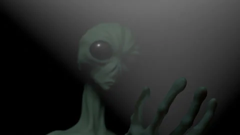 3d animated alien lurking from the dark Stock Footage 235655490