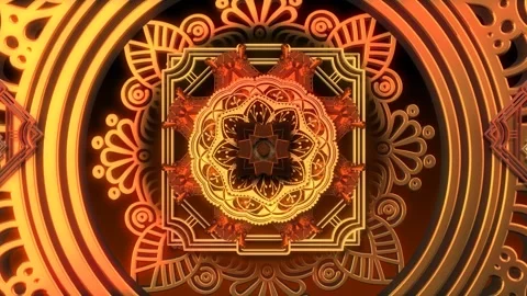 3d animated art deco and mandala tunnel VJ Loop Stock Footage 266649675