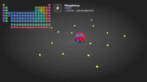 3D Animated Atomic Model of Phosphorus with Periodic Table Reference Stock Footage 329457342